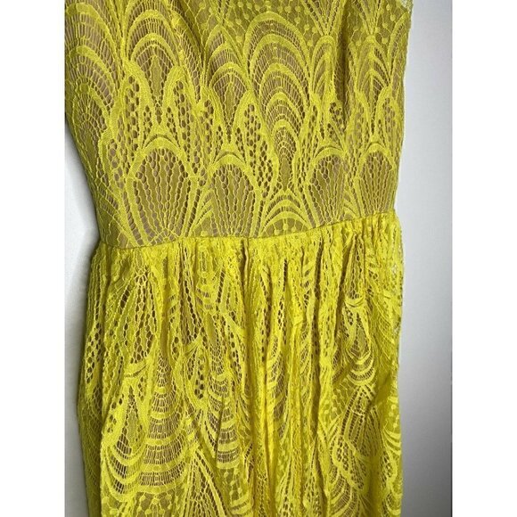 Dress The Population Dress Size S NEW Francesca Embroidered Lace A-Line Yellow - Picture 6 of 8